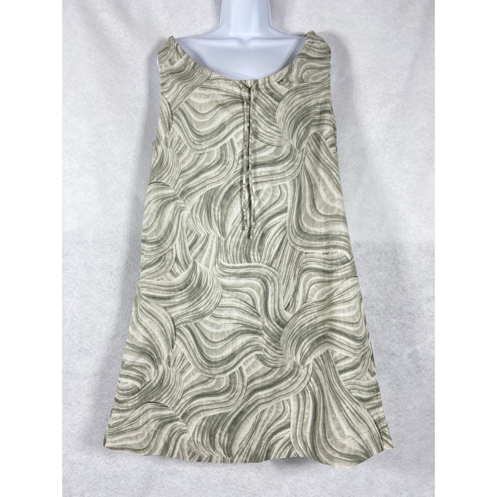 Haven Well Within Dress Women's Small Beige Green Shift Sleeveless Linen NWOT